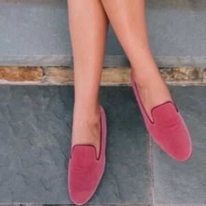 RARE Margaux X Gal Meets Glam Pink Mauve Velvet Loafers Size 8.5 BRAND NEW